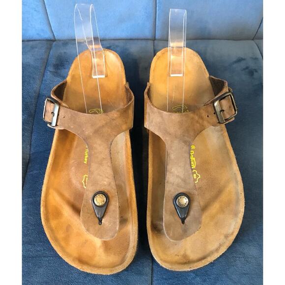 Real Natura Brown Leather Anatomic Thong Sandals Unisex: Ladies 7 - Men's 5 - Picture 2 of 7